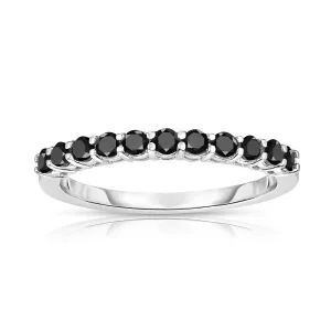 0.35Ct Black Diamond 11-Stone Wedding Band in 14K White Gold