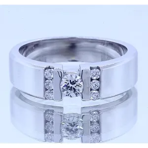 1 Carat Simple Ring Round Natural Earth Mined Diamond White Gold 14K Vs1 F