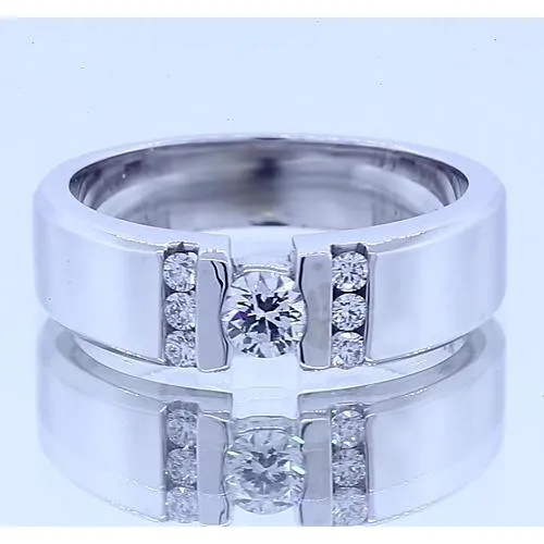 1 Carat Simple Ring Round Natural Earth Mined Diamond White Gold 14K Vs1 F