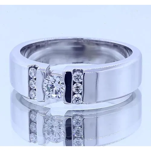 1 Carat Simple Ring Round Natural Earth Mined Diamond White Gold 14K Vs1 F