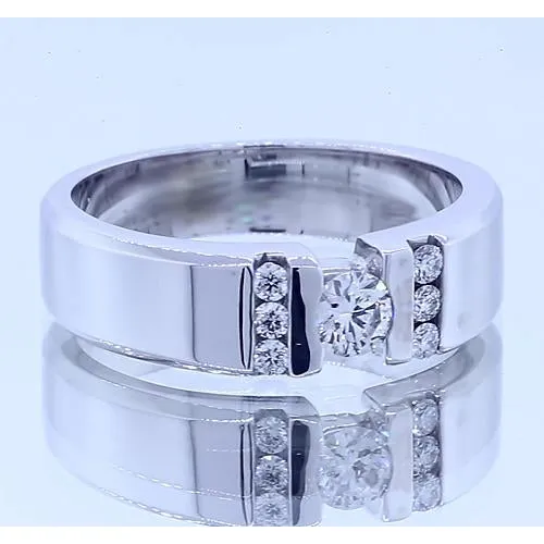 1 Carat Simple Ring Round Natural Earth Mined Diamond White Gold 14K Vs1 F