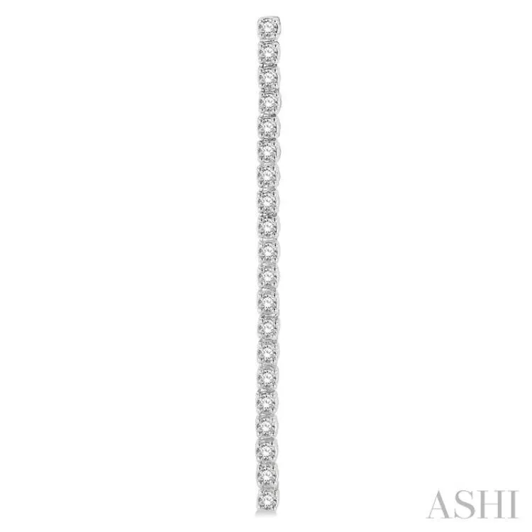 1 Ctw Single Line Drop Round Cut Diamond Tennis Earring in 14K White Gold