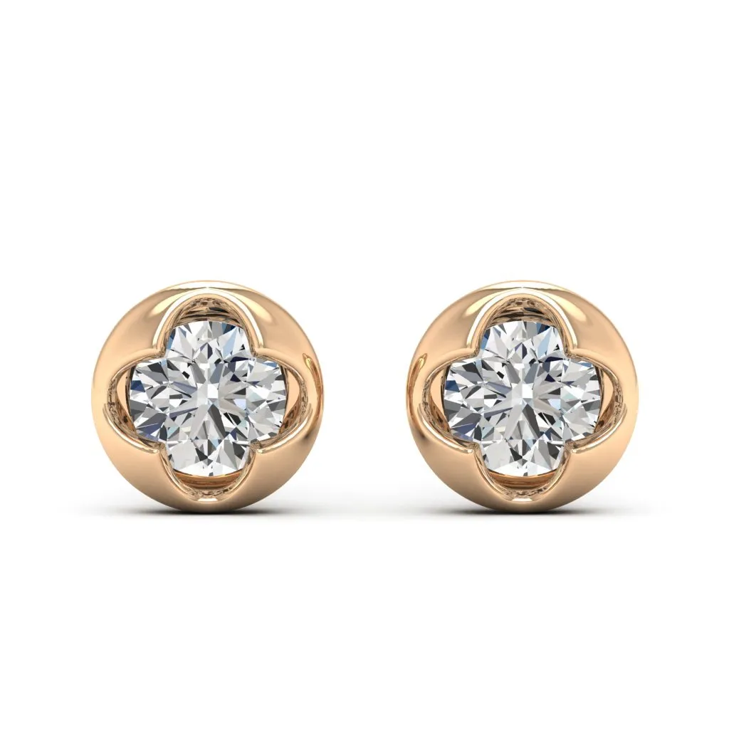 1.00 d.e.w cts 5mm Round Cindy Moissanite Stud Earrings