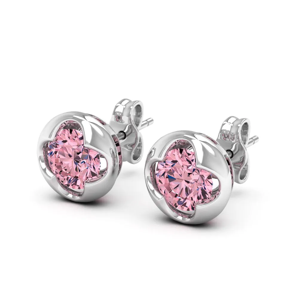 1.00 d.e.w cts 5mm Round Cindy Moissanite Stud Earrings