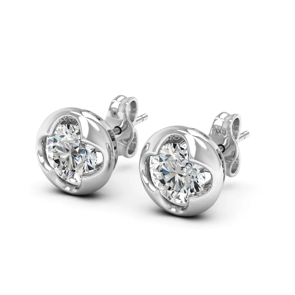 1.00 d.e.w cts 5mm Round Cindy Moissanite Stud Earrings