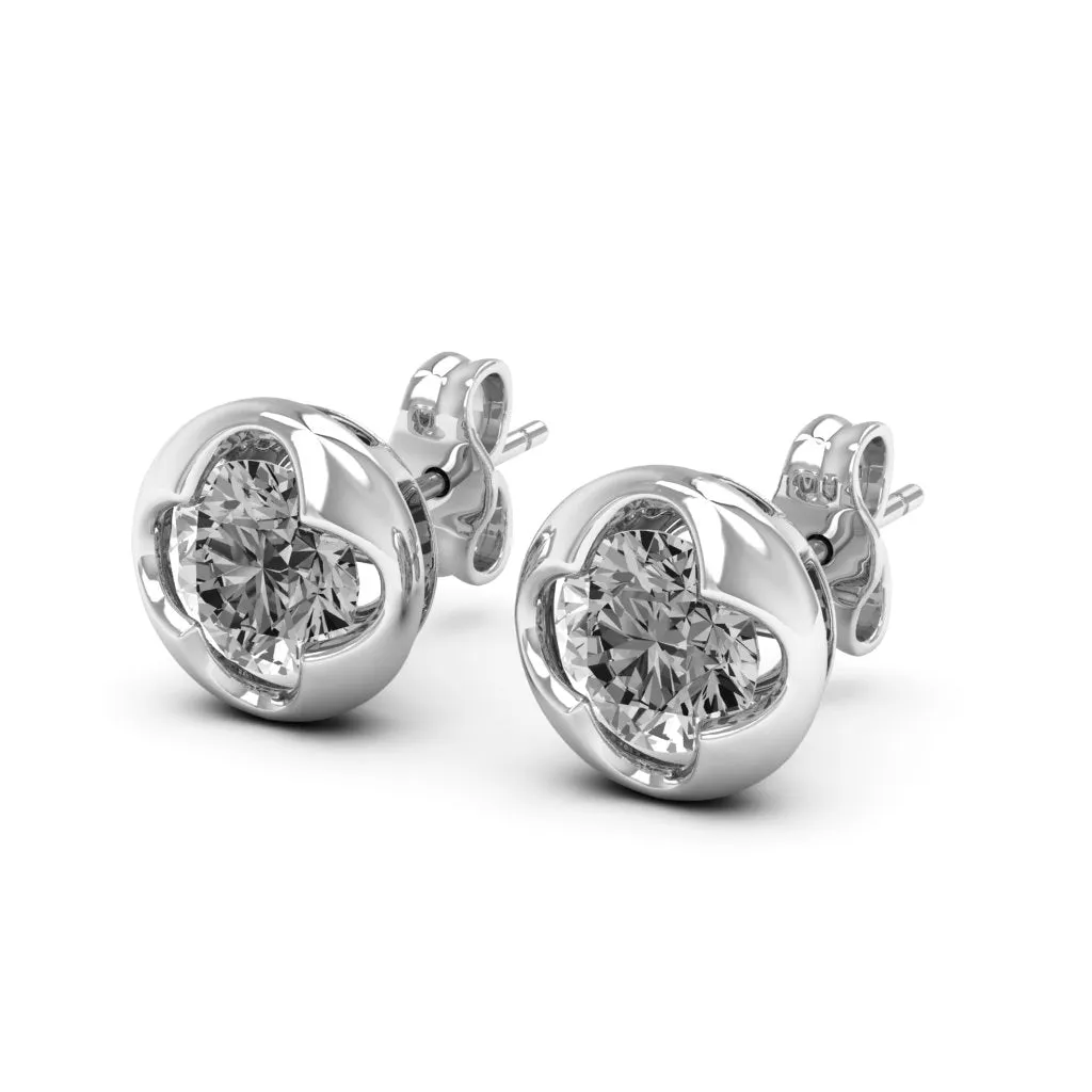 1.00 d.e.w cts 5mm Round Cindy Moissanite Stud Earrings
