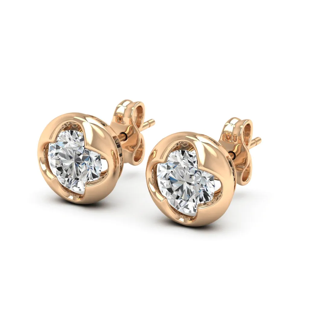 1.00 d.e.w cts 5mm Round Cindy Moissanite Stud Earrings