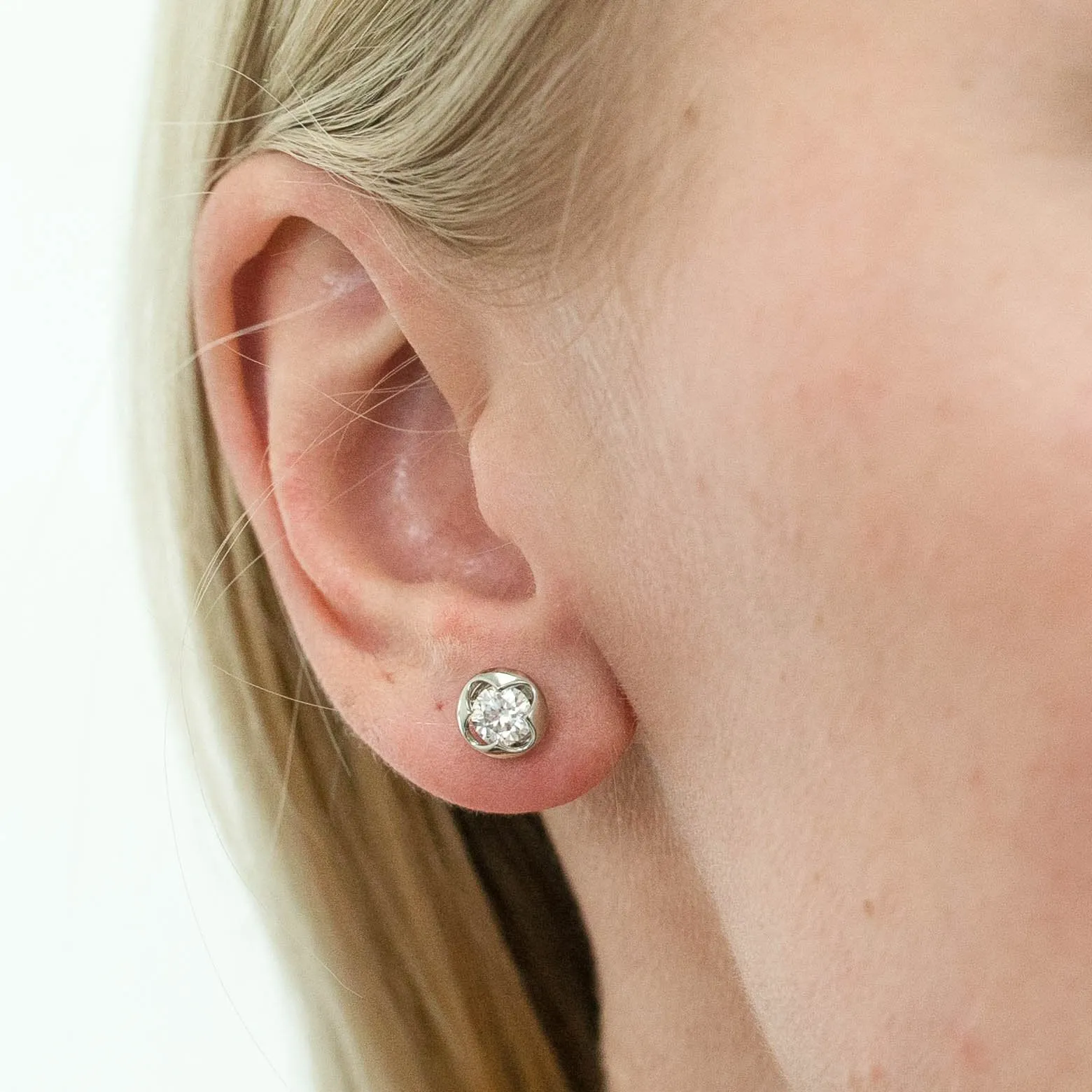 1.00 d.e.w cts 5mm Round Cindy Moissanite Stud Earrings