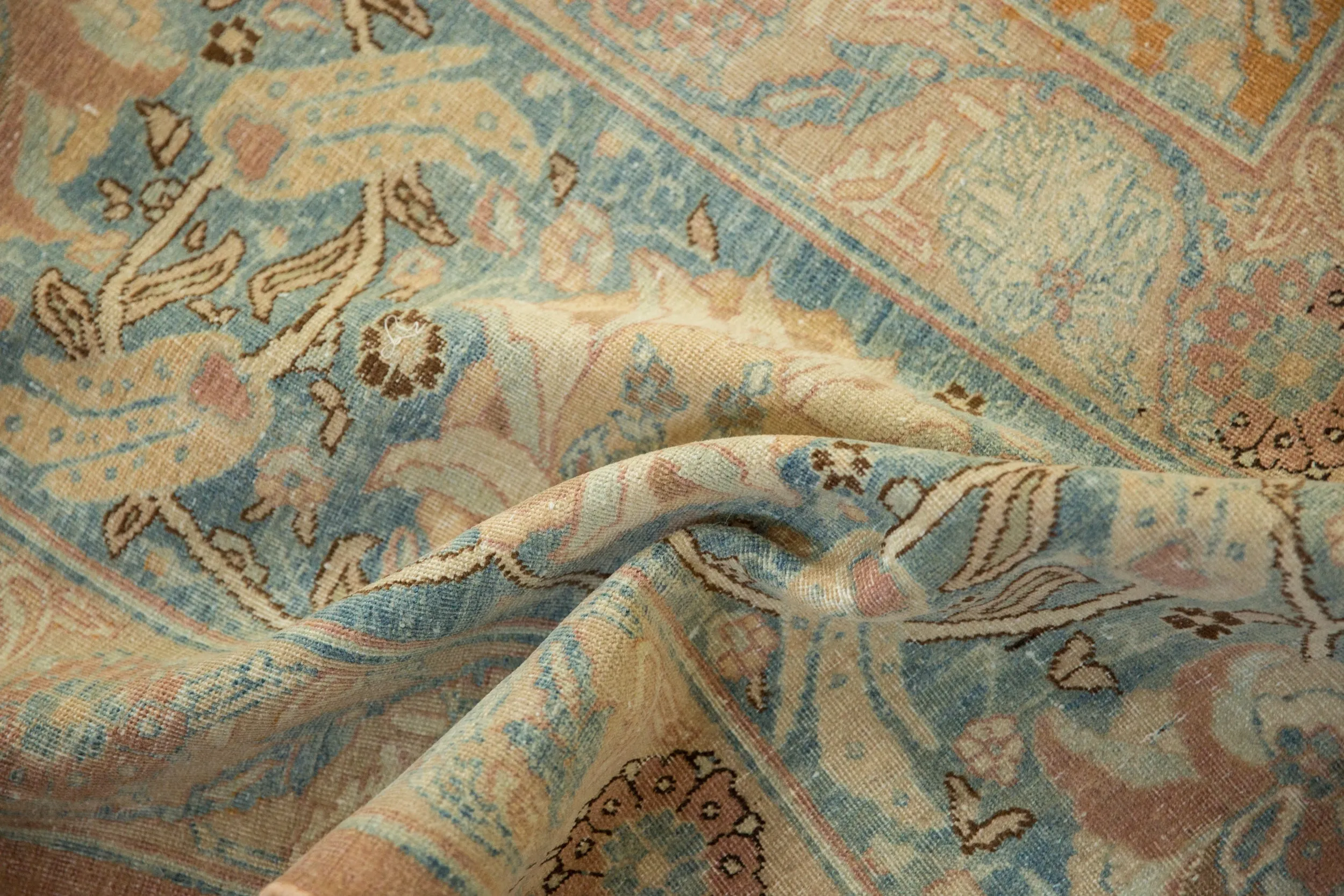 10.5x18.5 Vintage Distressed Tabriz Carpet