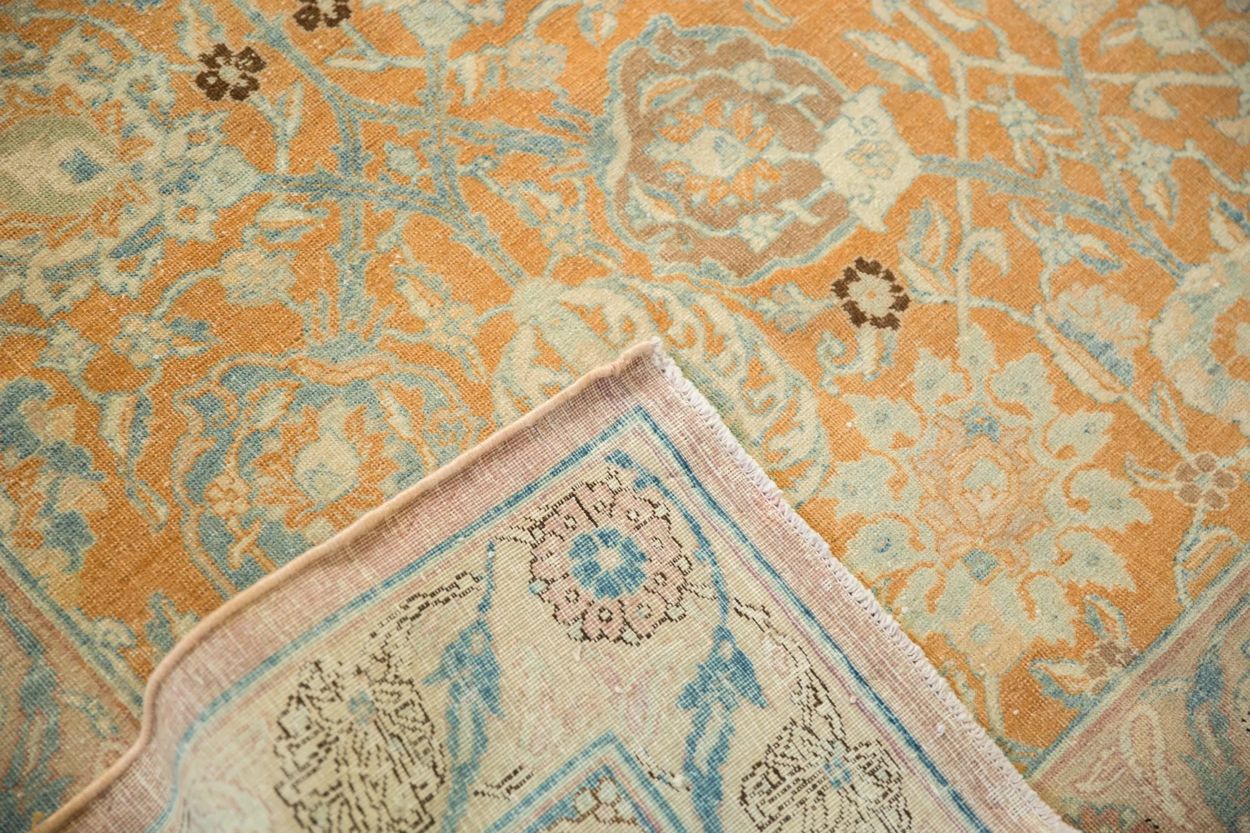 10.5x18.5 Vintage Distressed Tabriz Carpet