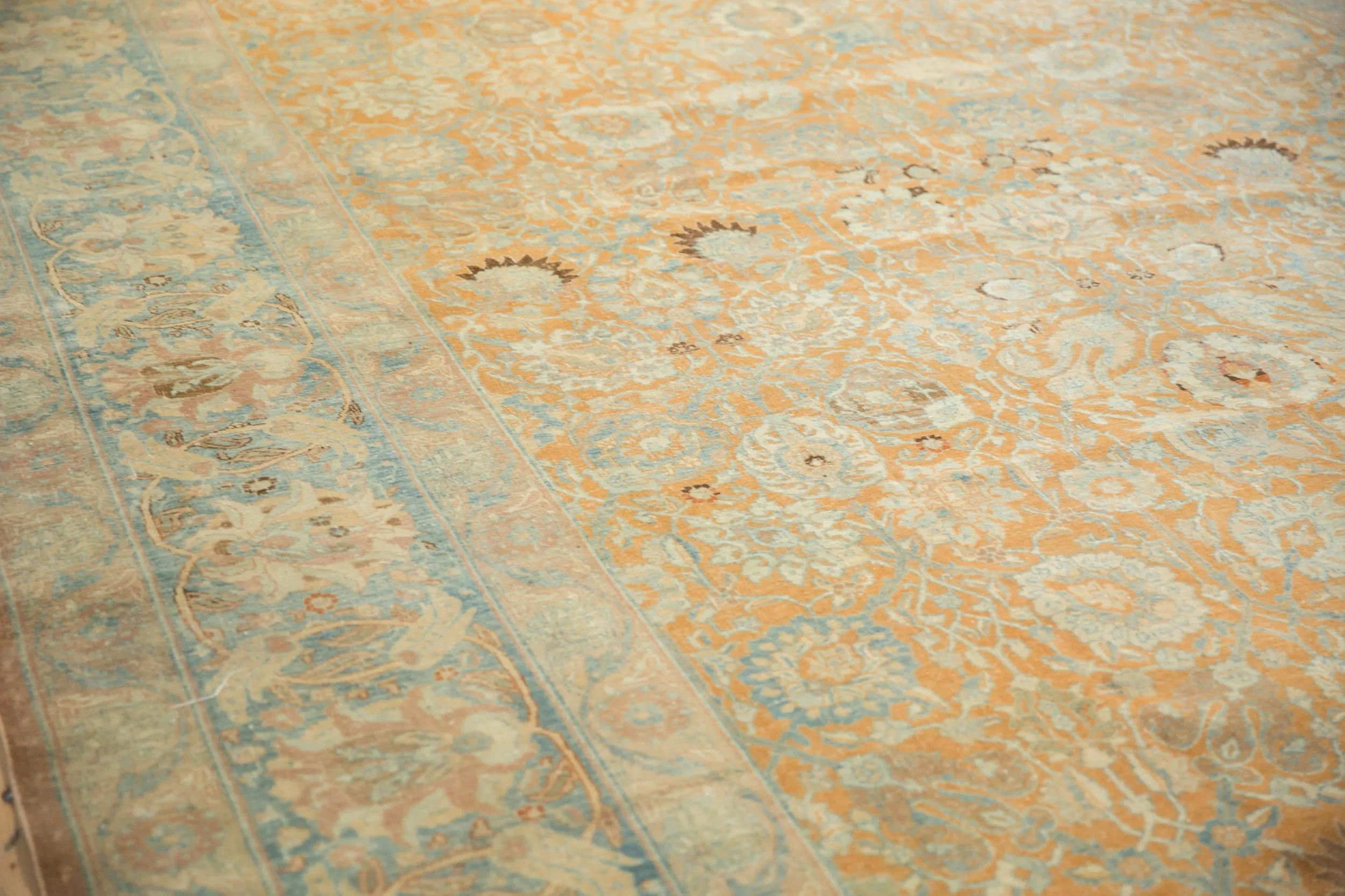 10.5x18.5 Vintage Distressed Tabriz Carpet