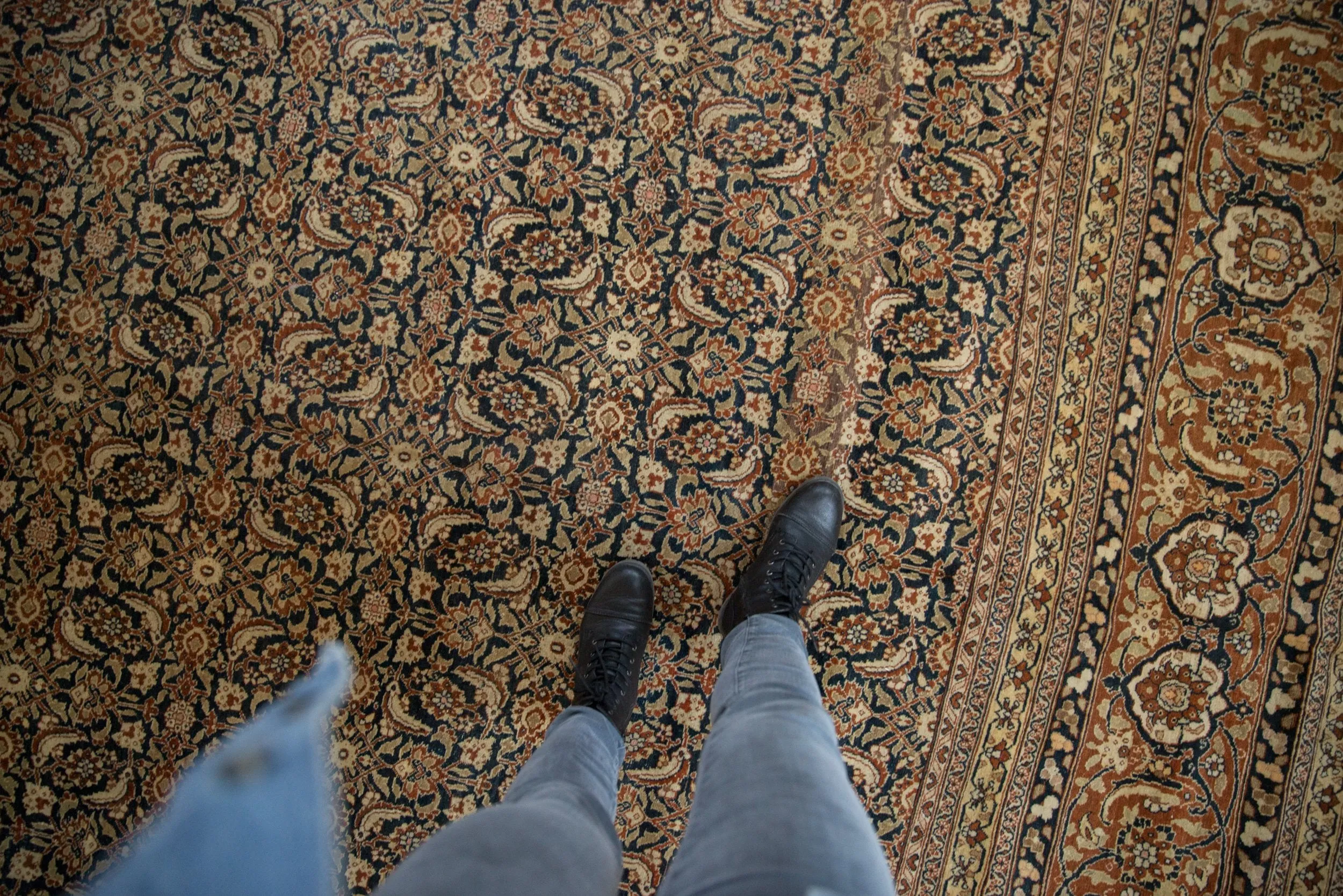 12x18.5 Vintage Tabriz Carpet
