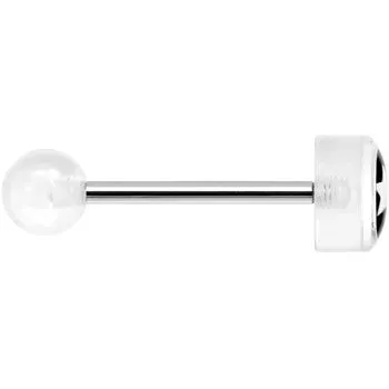 14 Gauge 5/8 Clear Acrylic Black and White Star Tongue Ring