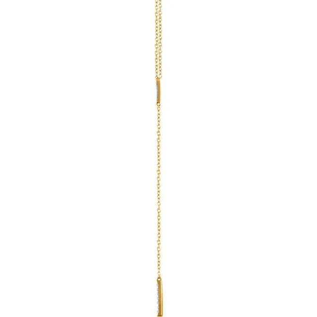 14K Gold 1/6 CTW Diamond Triangle & Bar Y 16-18" Necklace