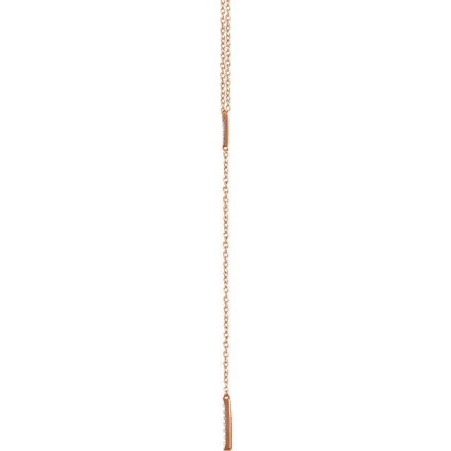 14K Gold 1/6 CTW Diamond Triangle & Bar Y 16-18" Necklace