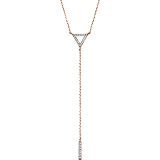 14K Gold 1/6 CTW Diamond Triangle & Bar Y 16-18" Necklace