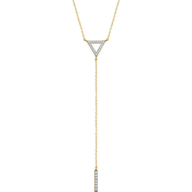 14K Gold 1/6 CTW Diamond Triangle & Bar Y 16-18" Necklace