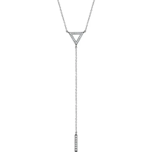 14K Gold 1/6 CTW Diamond Triangle & Bar Y 16-18" Necklace