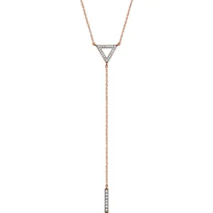 14K Gold 1/6 CTW Diamond Triangle & Bar Y 16-18" Necklace