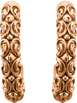 14k Rose Gold 20x4.1mm Sculptural-Inspired Half-Hoop Earrings