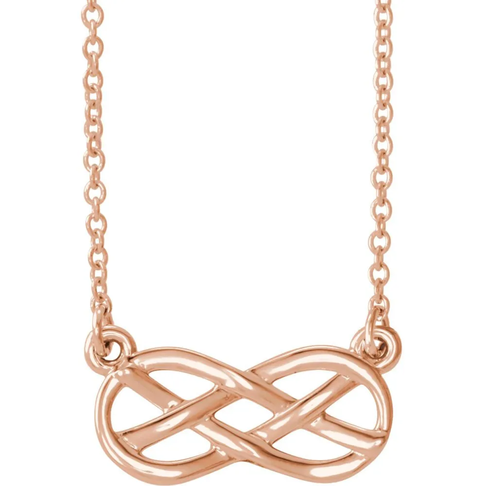 14k Rose Gold Infinity-Inspired Knot Design 18" Necklace