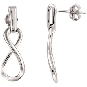 14k White Gold Infinity-Inspired Dangle Earrings