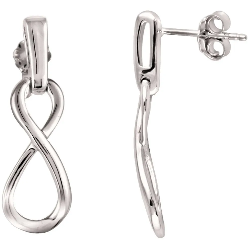 14k White Gold Infinity-Inspired Dangle Earrings