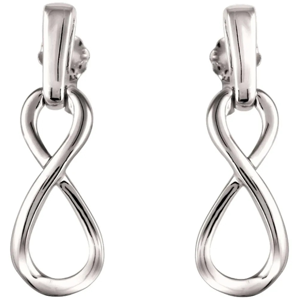 14k White Gold Infinity-Inspired Dangle Earrings