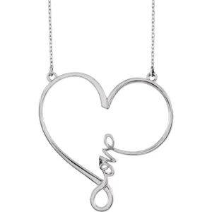 14k White Gold "Love" Heart Infinity-Inspired 18" Necklace