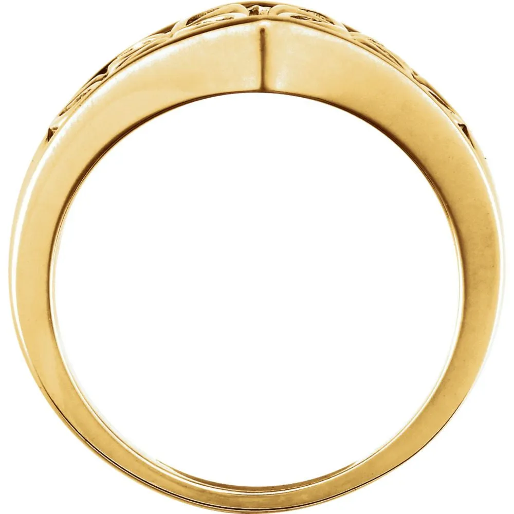14k Yellow Gold Floral-Inspired Solitaire Engagement Ring Base, Size 6