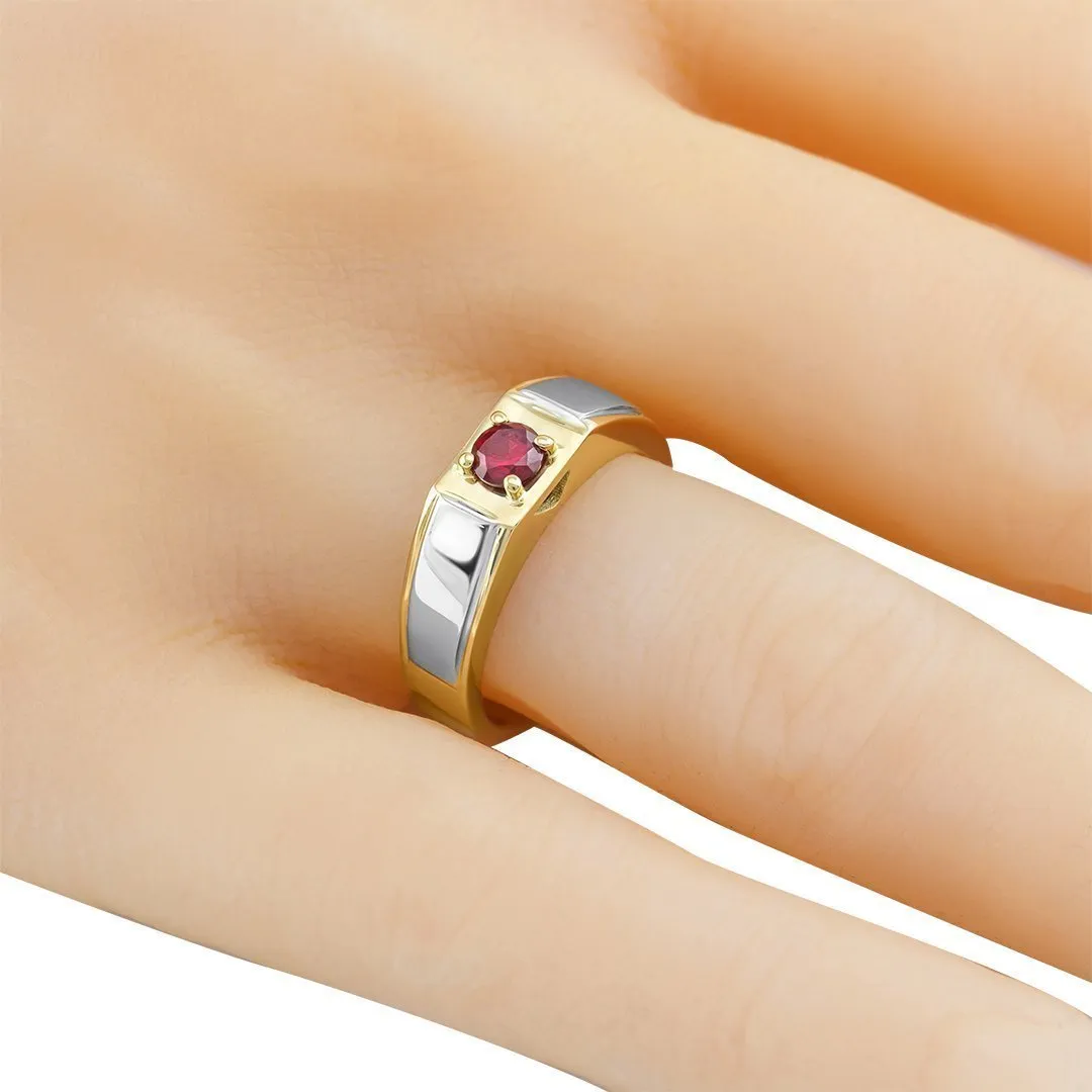 14k Yellow Semi-Pressure Ruby Ring