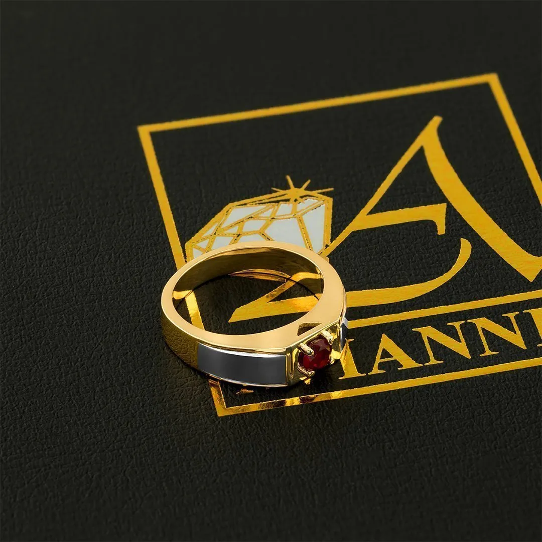 14k Yellow Semi-Pressure Ruby Ring