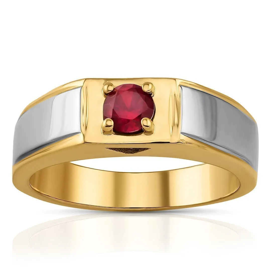 14k Yellow Semi-Pressure Ruby Ring