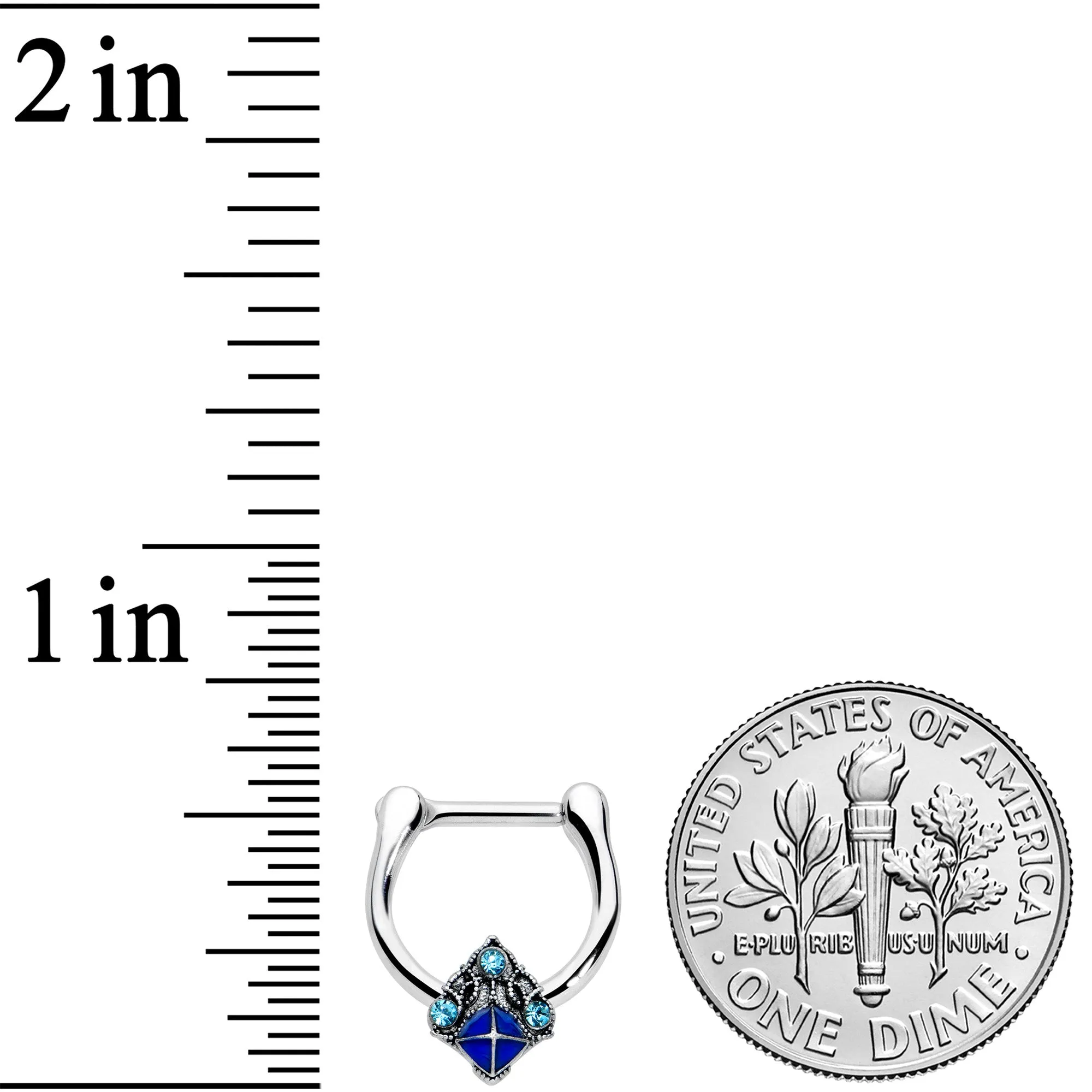 16 Gauge 5/16 Blue Gem Rococo Blue Cartilage Clicker