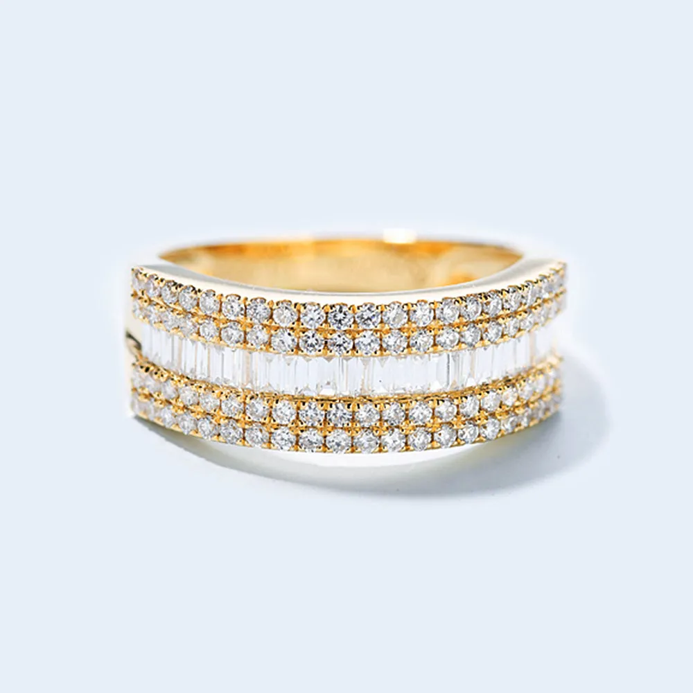 1CTW 5 Row Baguette & Round Diamond Wedding Band