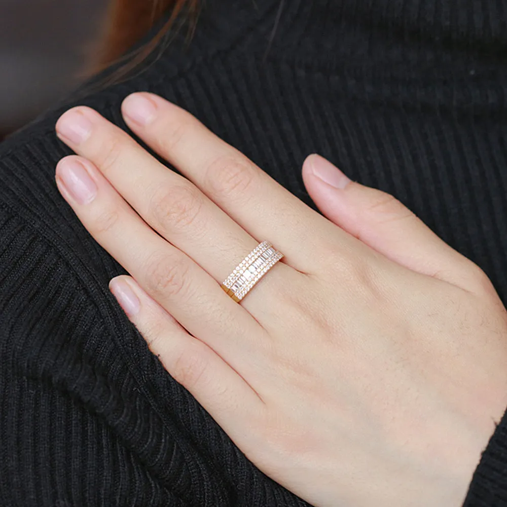 1CTW 5 Row Baguette & Round Diamond Wedding Band