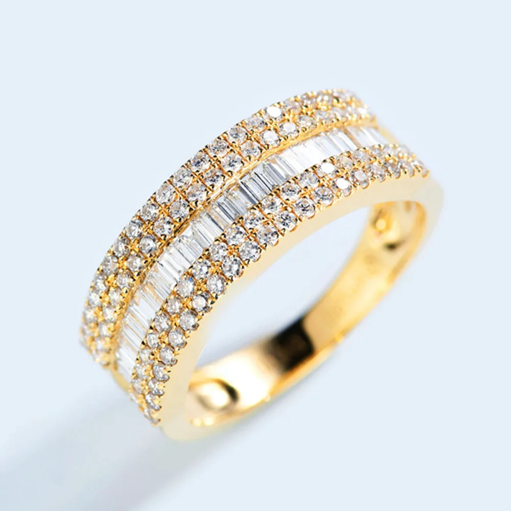 1CTW 5 Row Baguette & Round Diamond Wedding Band