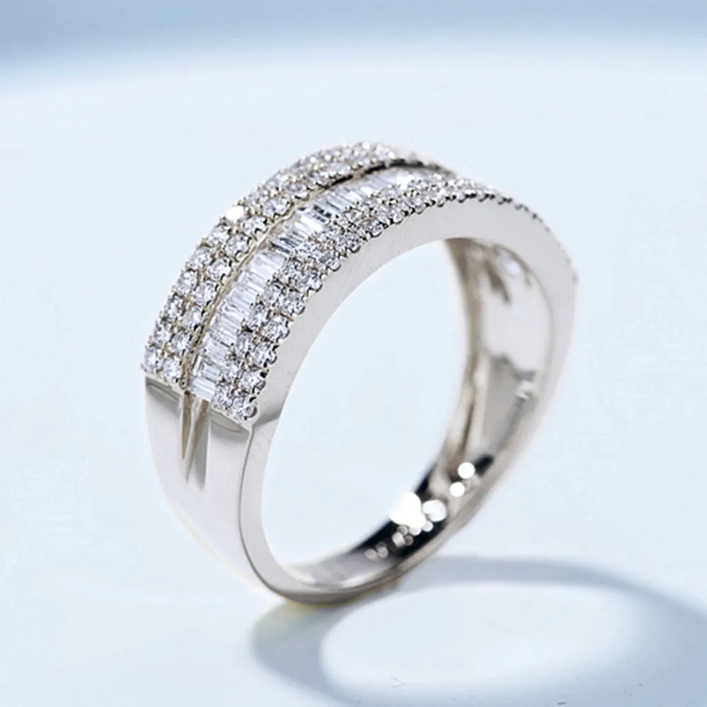 1CTW 5 Row Baguette & Round Diamond Wedding Band