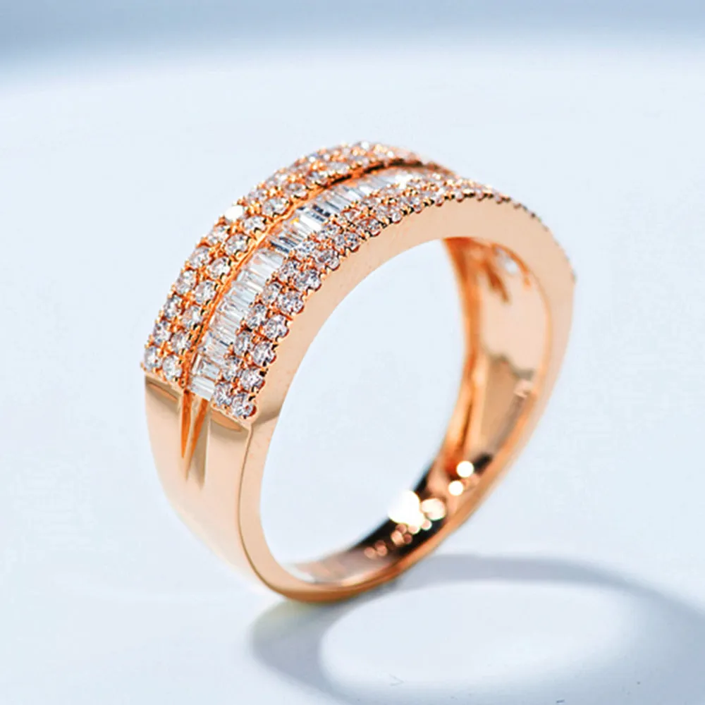 1CTW 5 Row Baguette & Round Diamond Wedding Band