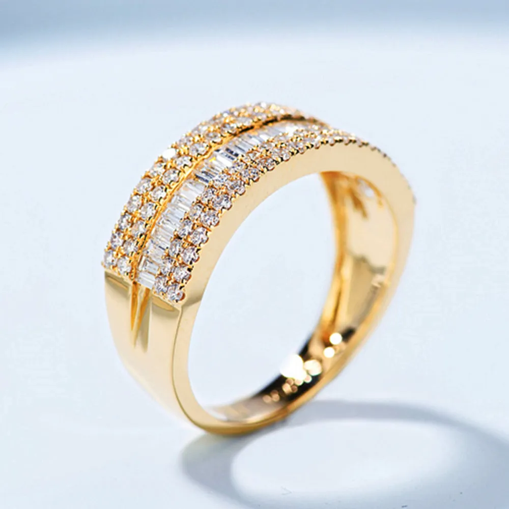 1CTW 5 Row Baguette & Round Diamond Wedding Band