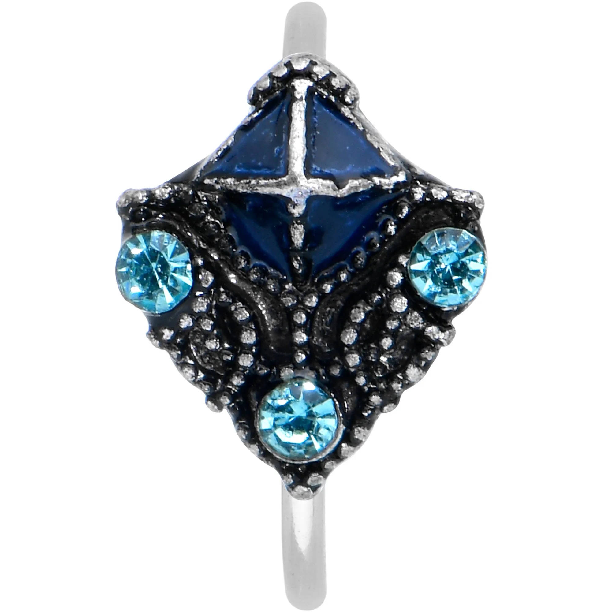 20 Gauge 5/16 Blue Gem Rococo Blue Nose Hoop