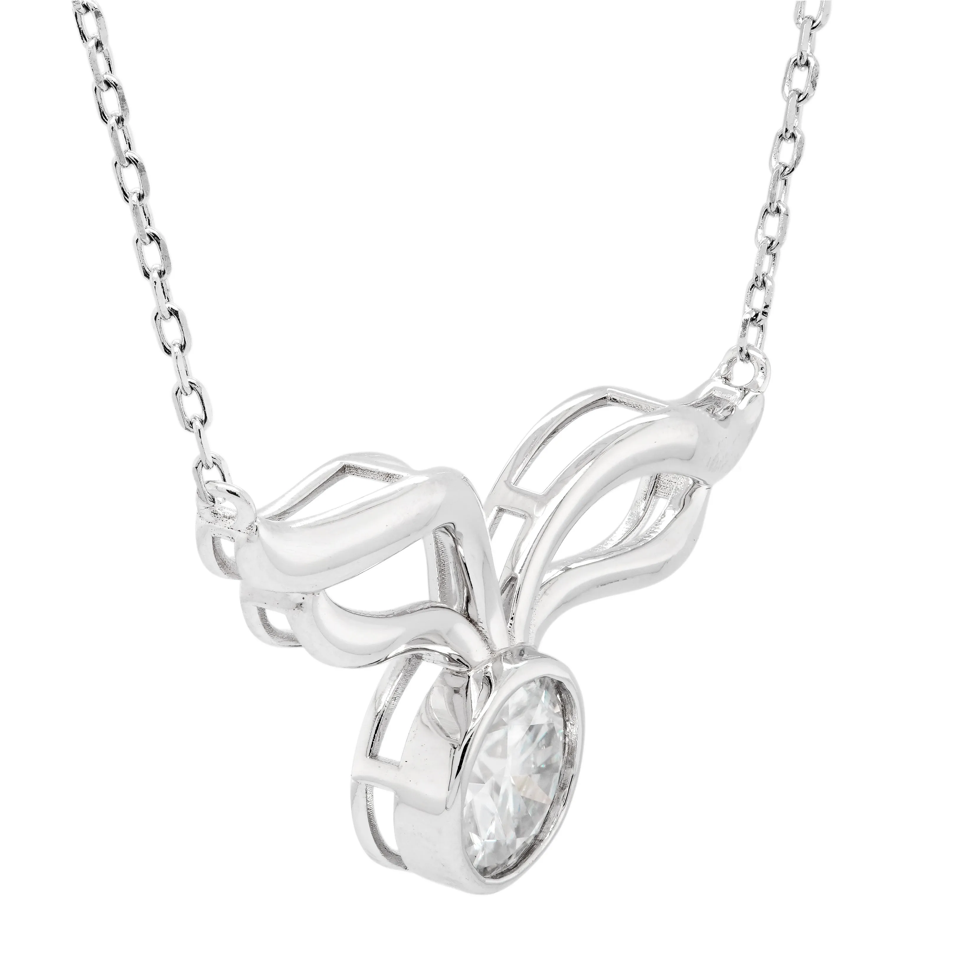 2.00 d.e.w cts 8 mm Round Moissanite Necklace