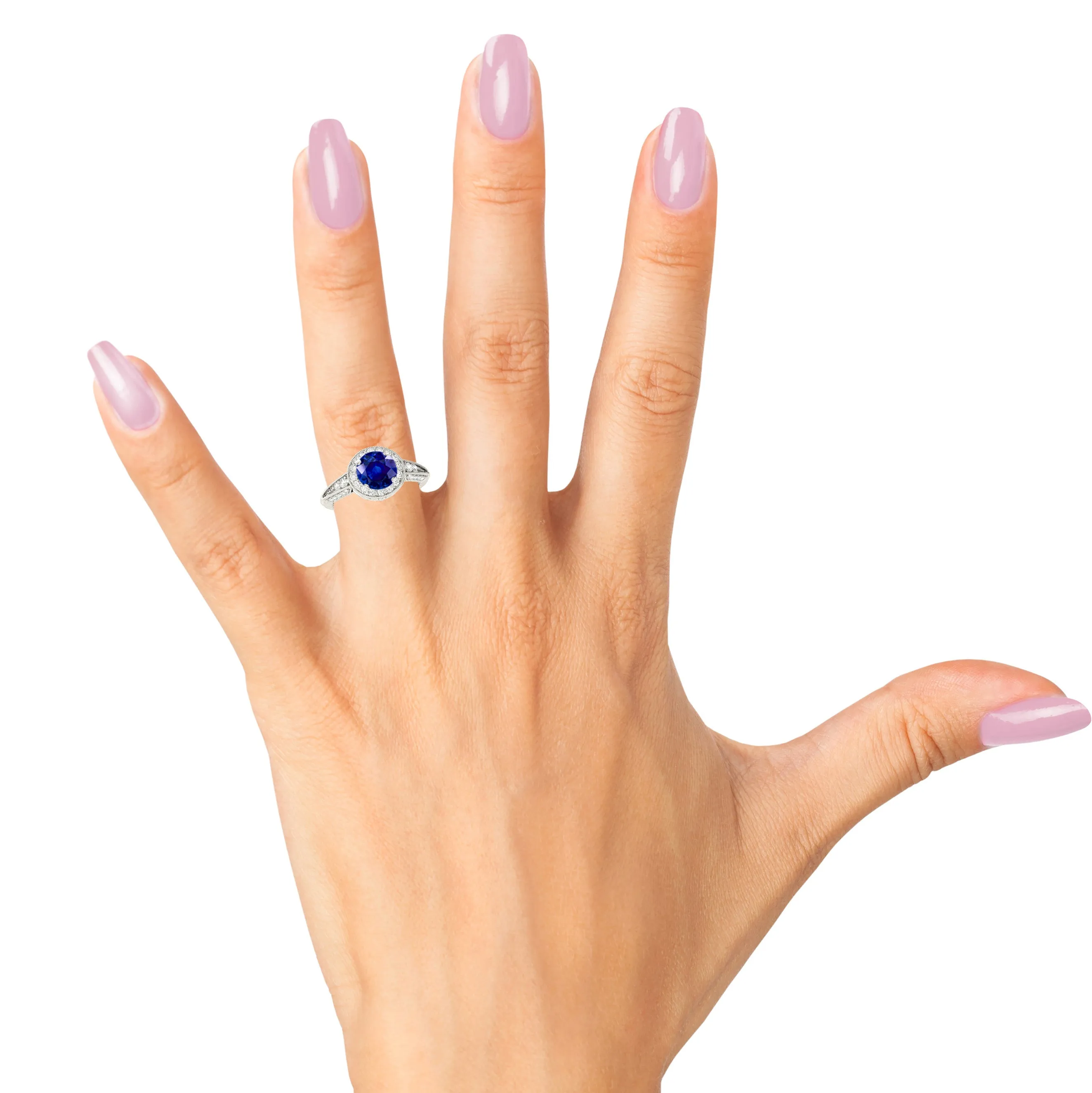 2.40 ct. Genuine Blue Sapphire Vintage Halo Ring