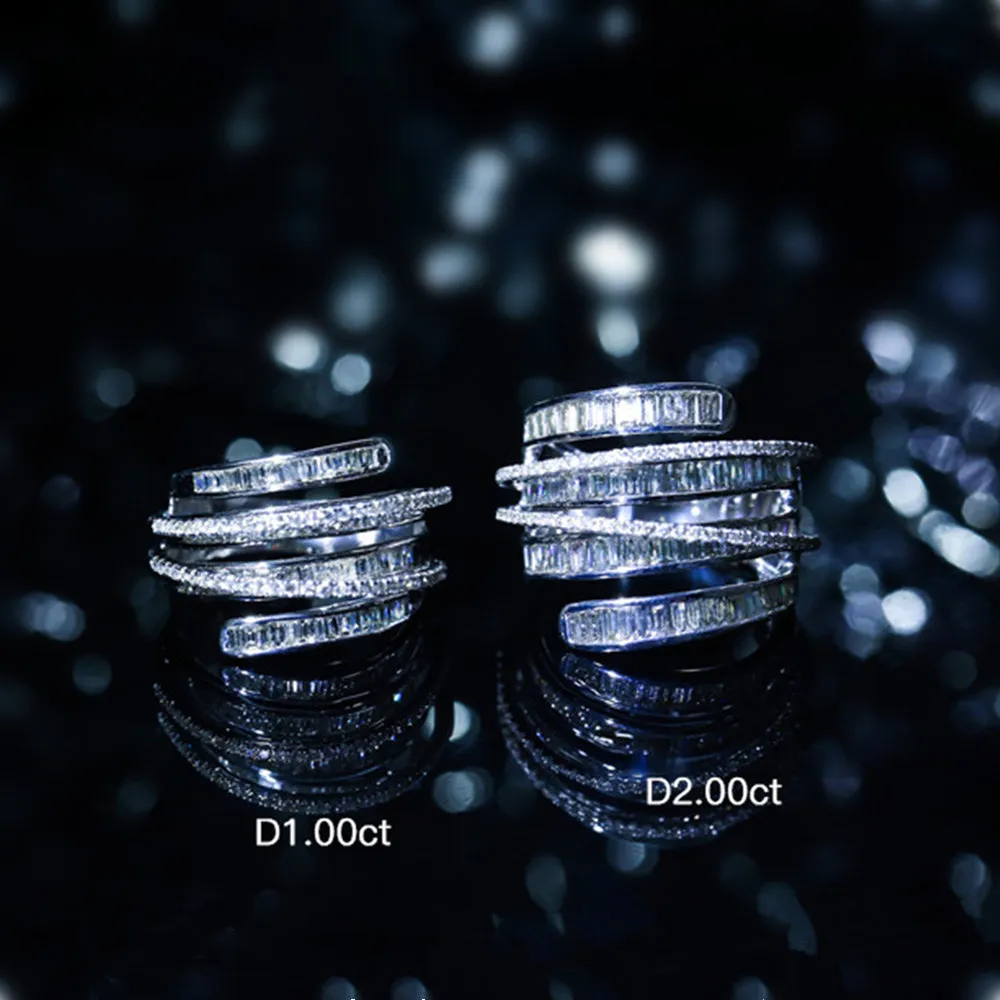 2CTW Baguette Cut Diamond Layered Band Cocktail Ring