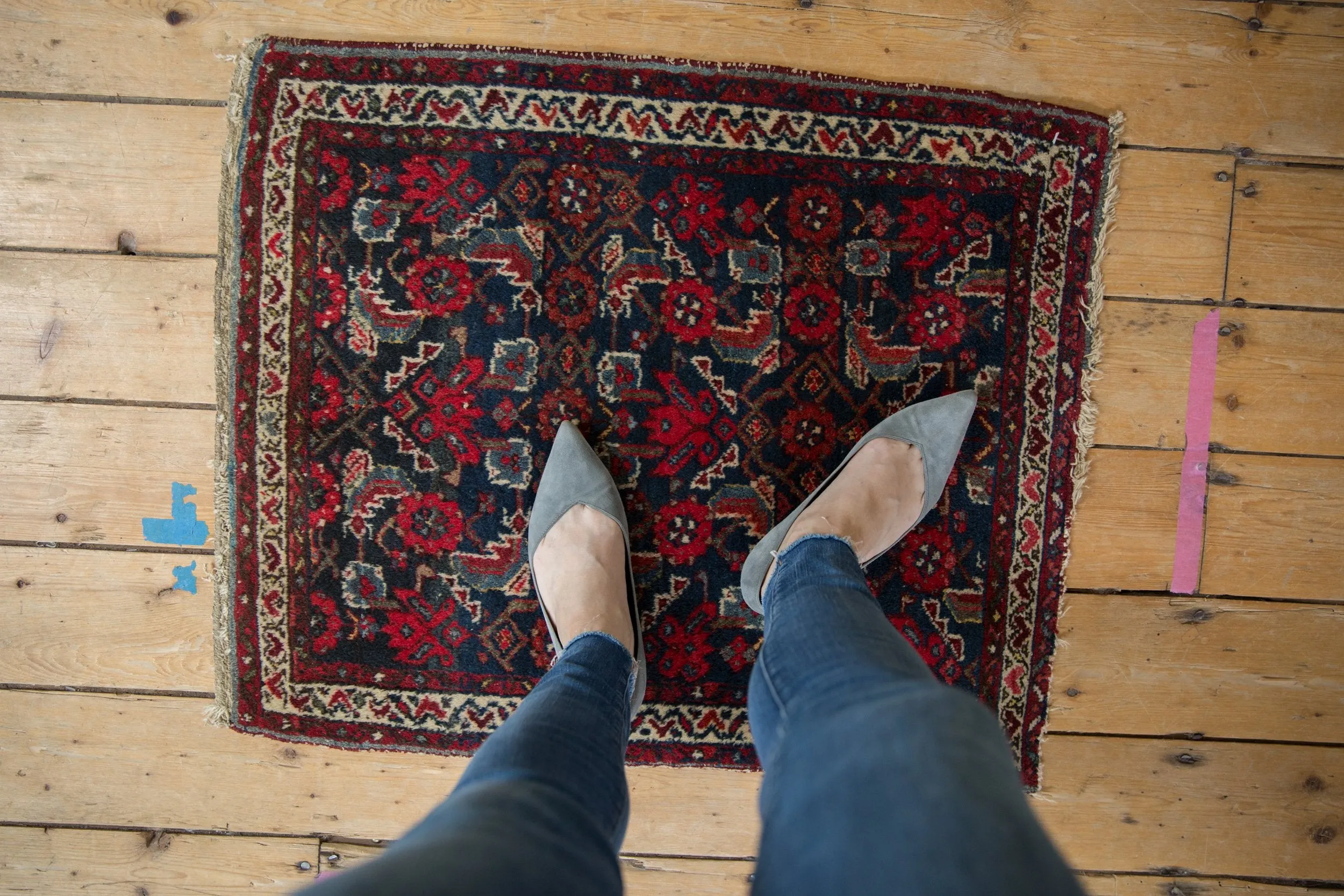 2x2.5 Vintage Hamadan Square Rug Mat