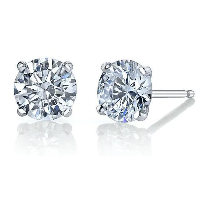 3 Ct Simple Natural Earth Mined Diamond Gold Earrings