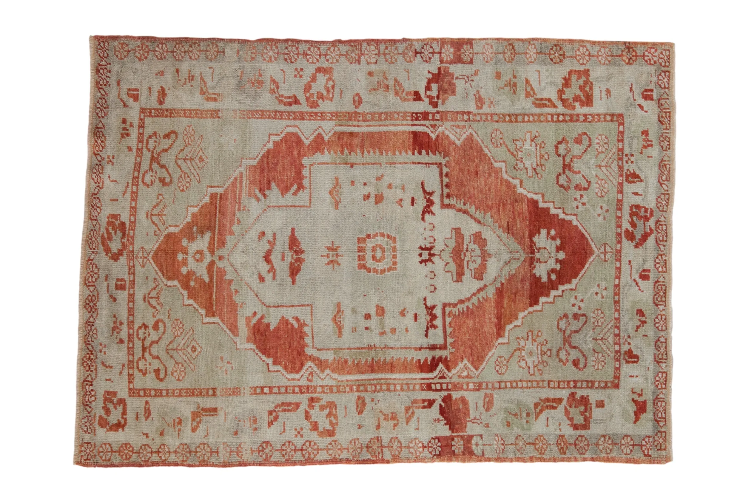 3.5x4.5 Vintage Distressed Oushak Square Rug