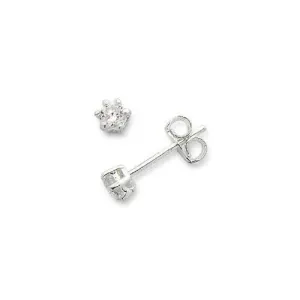 3mm Cubic Zirconia Stud Earrings in Sterling Silver