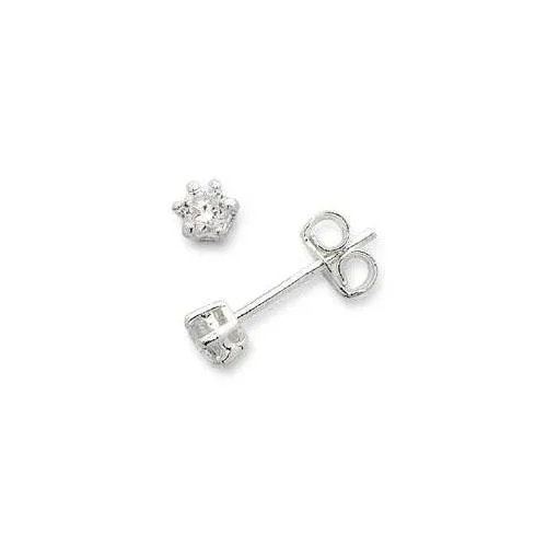3mm Cubic Zirconia Stud Earrings in Sterling Silver