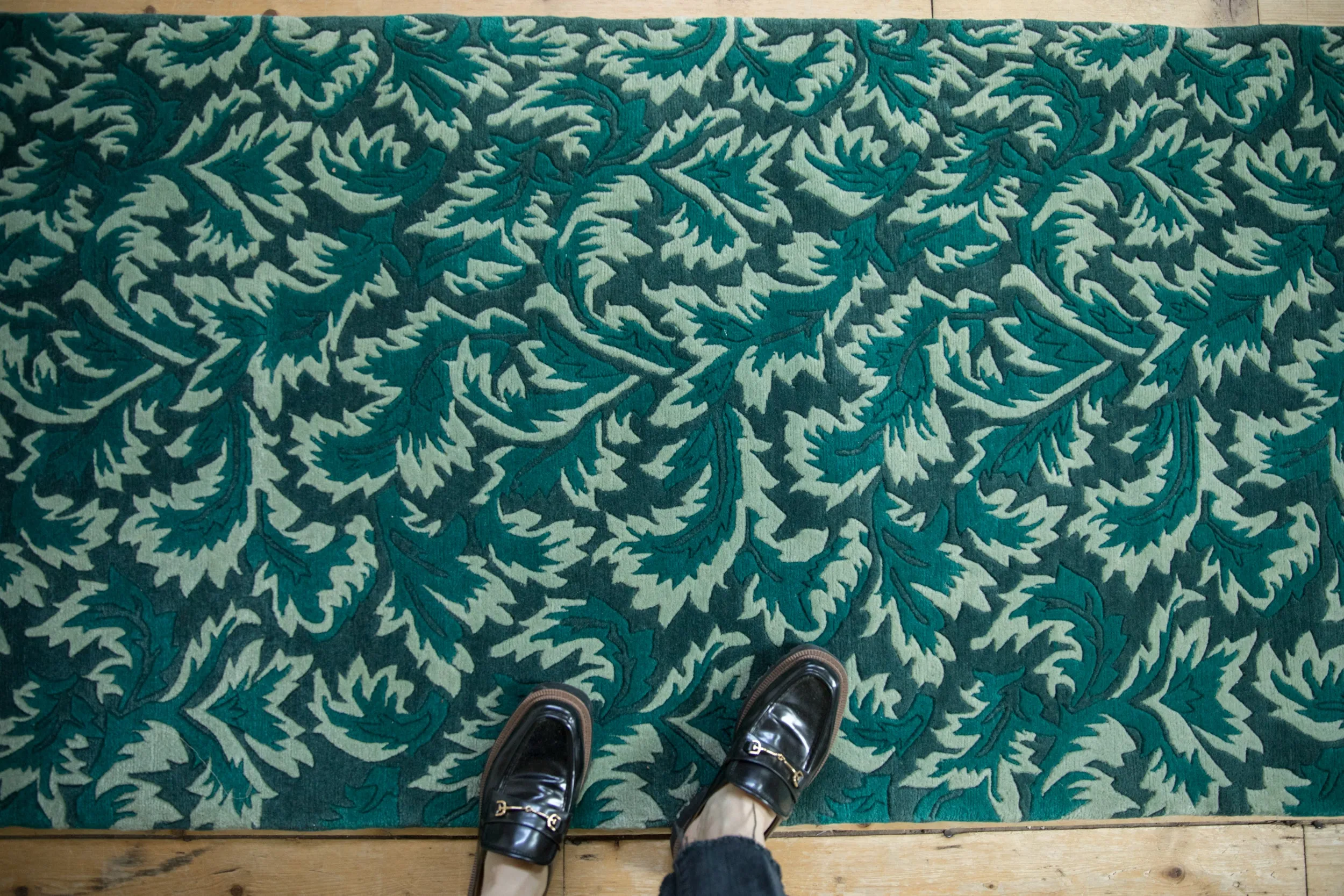3x7.5 Vintage Contemporary Indian William Morris Design Rug Runner